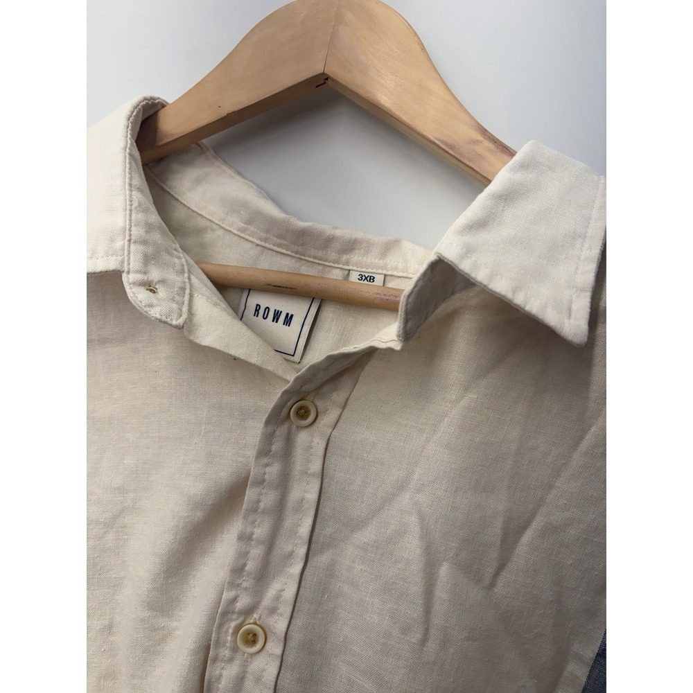 ROWM Mens Shirt 3XB Big and Tall 3X Short Sleeve Button Front Striped - Picture 3 of 9